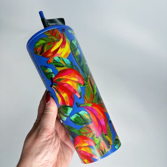 NWT Farm Rio x Starbucks Banana Mix Blue Multi Limited Edition Venti Tumbler Cup - Picture 2 of 9